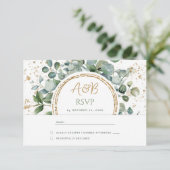 Eucalyptus Gouden Glitter - Green Wedding RSVP 1 Kaartje (Staand voorkant)