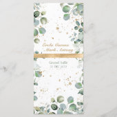 Eucalyptus Gouden Glitter - Groene bruiloft Menu (Achterkant)