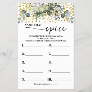 Eucalyptus gouden naam die Spice Shower Game Kaart