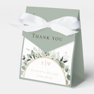 Eucalyptus gouden salie bruiloft dank u Monogram Bedankdoosjes