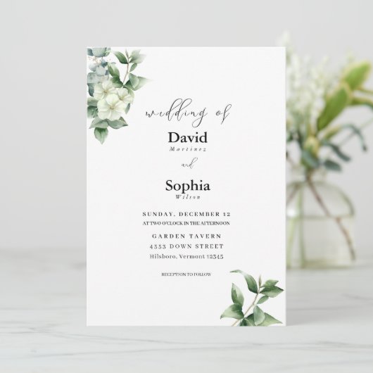 Eucalyptus Grace Faire-part de mariage (Debout devant)