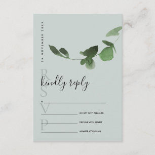EUCALYPTUS GRAY GREEN WATERVERF WEDDING RSVP INFORMATIEKAARTJE