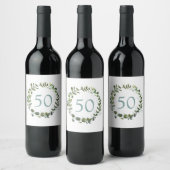 Eucalyptus Green 50e Anniversaire Vin Étiquette (Bouteilles)
