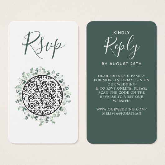 Eucalyptus Green B Site Mariage QR Code RSVP (Devant & derrière)