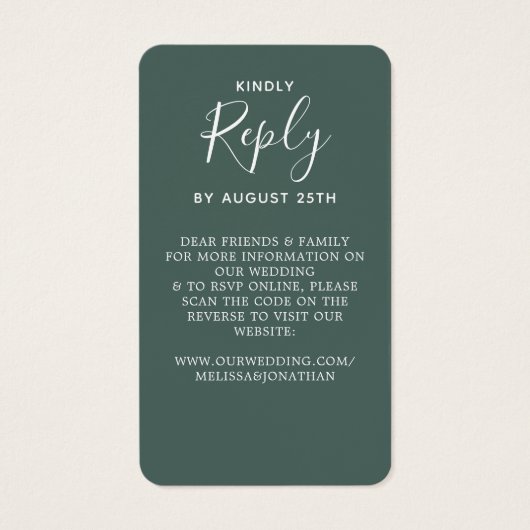 Eucalyptus Green B Site Mariage QR Code RSVP (Dos)