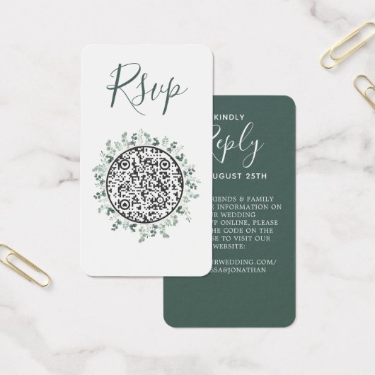 Eucalyptus Green B Site Mariage QR Code RSVP (Bureau)