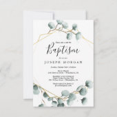 Eucalyptus Green Baptism Invitation Card (Devant)