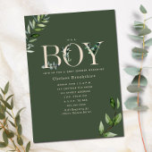Eucalyptus Green Beige Boy Baby shower Invitation