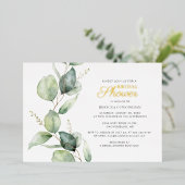 Eucalyptus Green blaast Script Vrijgezellenfeest G Folie Uitnodiging (Staand Voorkant)