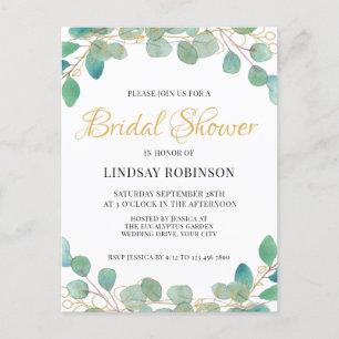 Eucalyptus Green Bridal Shower Invitation Briefkaa Uitnodiging Briefkaart