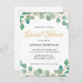 Eucalyptus Green Bridal Shower Invitation Briefkaa Uitnodiging Briefkaart (Voorkant / Achterkant)