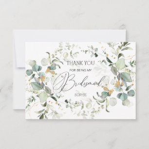 Eucalyptus Green Bridesmaid Carte de remerciements