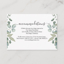 Eucalyptus Green Bruiloft hotelaccommodaties Informatiekaartje