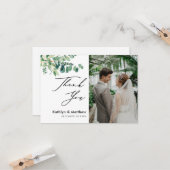 Eucalyptus Green Carte de remerciements photo élég (Devant/Arrière en situation)