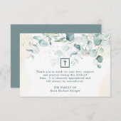 Eucalyptus Green Cross Religieux Funérailles Merci (Devant / Derrière)