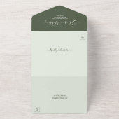Eucalyptus green Elegant Name Script Modern All In One Uitnodiging (Buitenkant)