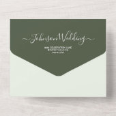 Eucalyptus green Elegant Name Script Modern All In One Uitnodiging (Achterkant)