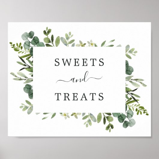 Eucalyptus Green Foliage Dessert Table Sign Poster (Voorkant)
