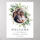 Eucalyptus Green Foliage Foto bruiloft Welkom Poster (Voorkant)