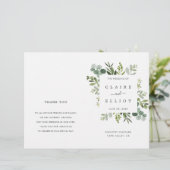 Eucalyptus Green Foliage Mariage programme de céré (Debout devant)