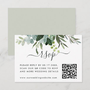 Eucalyptus Green Foliage RSVP met QR-code Informatiekaartje
