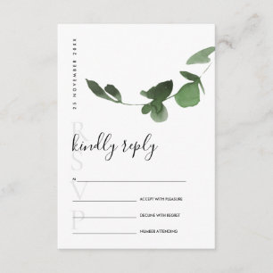 EUCALYPTUS GREEN FOLIAGE WATERVERF WEDDING RSVP INFORMATIEKAARTJE