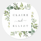 Eucalyptus Green Foliage Weddenschap Ronde Sticker (Voorkant)