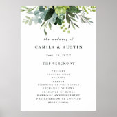 Eucalyptus Green Foliage Wedding Ceremony Programm Poster (Voorkant)