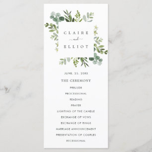 Eucalyptus Green Foliage Wedding Ceremony Programm Programma