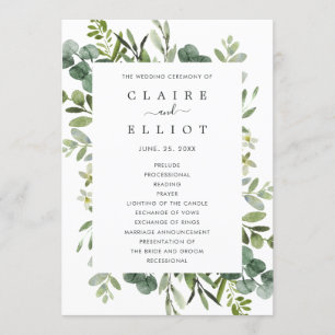 Eucalyptus Green Foliage Wedding Ceremony Programm Programma