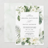 Eucalyptus Green Foliage White Floral Wedal Weddin Kaart (Voorkant / Achterkant)