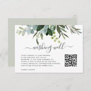 Eucalyptus Green Foliage Wishing Good with QR Code Informatiekaartje