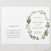 Eucalyptus Green Foliage Wreatding Wedding Program (Voorkant)