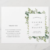 Eucalyptus Green Foliage Wreath Wedding Programme (Devant)