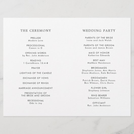 Eucalyptus Green Foliage Wreath Wedding Programme (Dos)