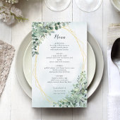 Eucalyptus Green Gold Elegant Wedding Menu