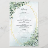 Eucalyptus Green Gold Elegant Wedding Menu (Devant)