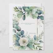 Eucalyptus Green Gold Floral Faire-part de mariage (Dos)