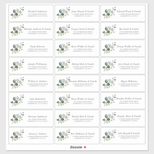 Eucalyptus Green Guest Noms des petits Étiquettes (Feuille)