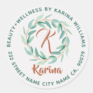 Eucalyptus Green Leafs Wreats Beauty & Wellness Ronde Sticker