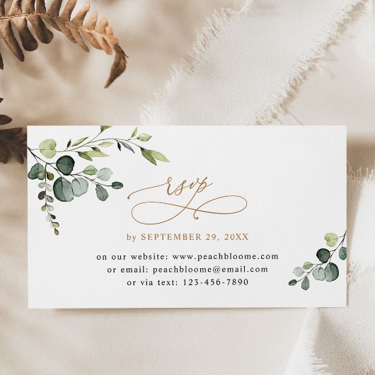 Eucalyptus Green Mariage Gold en ligne Cartes RSVP