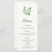 Eucalyptus Green Menu Mariage minimaliste (Devant / Derrière)