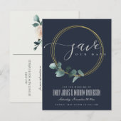 EUCALYPTUS GREEN NAVY FOLIAGE WREATH BEWAREN DE DA AANKONDIGINGSKAART (Voorkant / Achterkant)