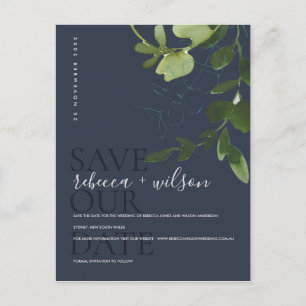 EUCALYPTUS GREEN NAVY WATERVERF BEWAREN DE DATUM AANKONDIGINGSKAART