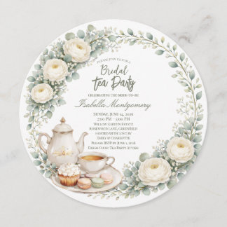 Eucalyptus Green Palette Tea Party Bridal Shower Kaart