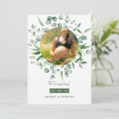 Eucalyptus Green Photo Faire-part de grossesse (Debout devant)