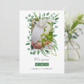 Eucalyptus Green Photo Faire-part de grossesse (Debout devant)