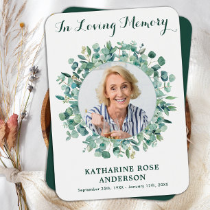 Eucalyptus Green Photo Funeral Prayer Card