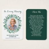 Eucalyptus Green Photo Funeral Prayer Card (Devant & derrière)