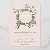 Eucalyptus Green Pink Silver Code QR Invitations (Recto)